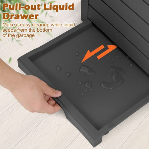 117.5L Large Outdoor Trash Bin with Lid & Liquid Catch Tray