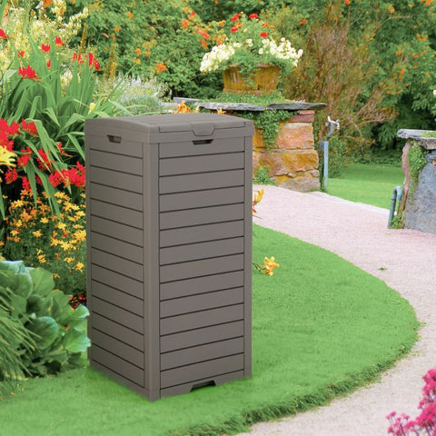 117.5L Large Outdoor Trash Bin with Lid & Liquid Catch Tray