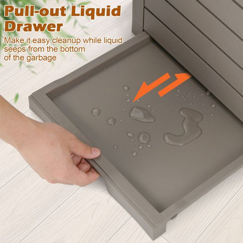 117.5L Large Outdoor Trash Bin with Lid & Liquid Catch Tray