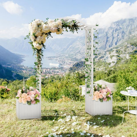 Rustic Decorative Arbor with Wooden Frame and Planter