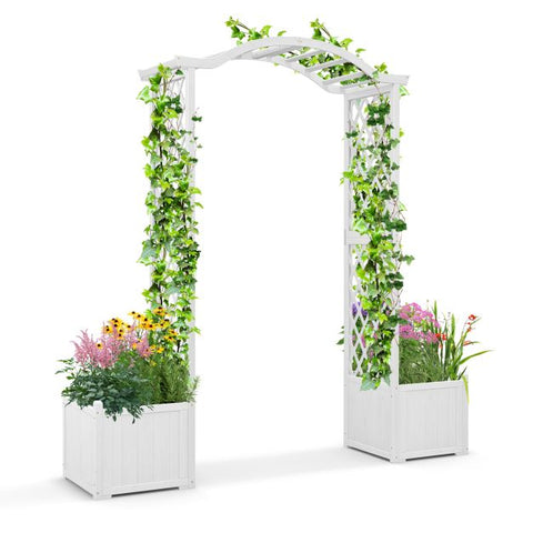 Rustic Decorative Arbor with Wooden Frame and Planter