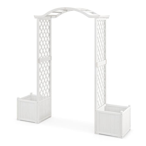 Rustic Decorative Arbor with Wooden Frame and Planter