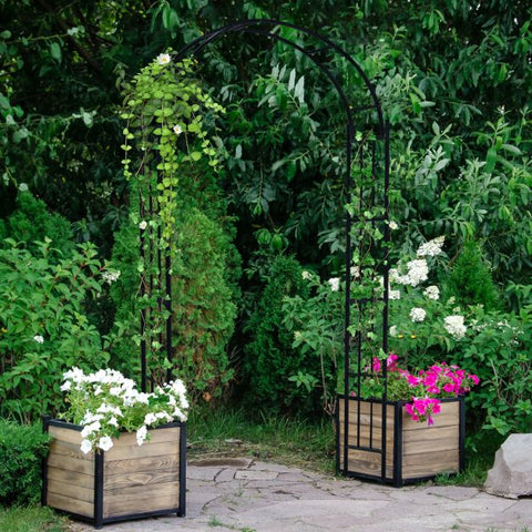 Decorative Garden Arbour Trellis with Arch in Black