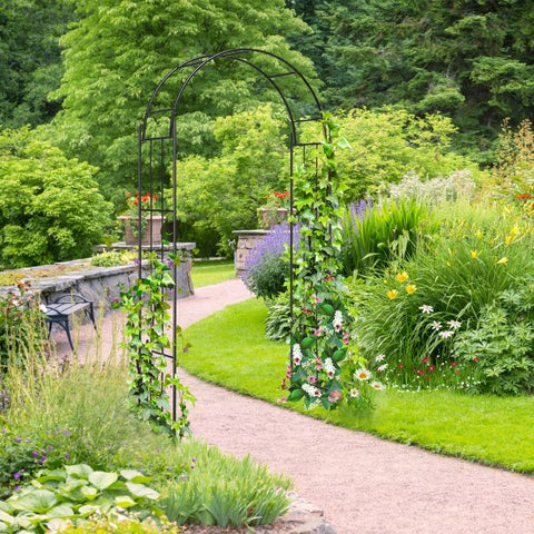 Decorative Garden Arbour Trellis with Arch in Black