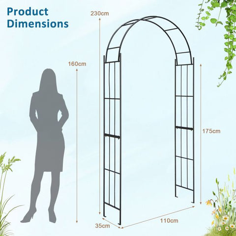 Decorative Garden Arbour Trellis with Arch in Black