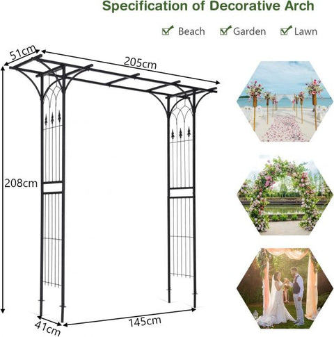 Graceful Decorative Garden Arch with Sturdy Steel Frame in Black