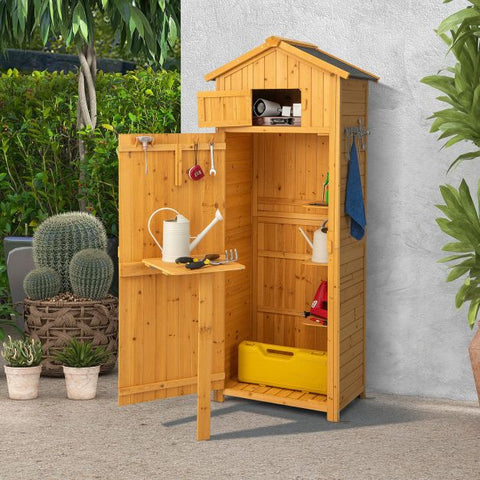 180.5cm Tall Lockable Outdoor Cabinet with Fold-Out Table