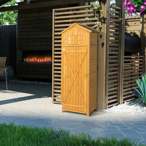 180.5cm Tall Lockable Outdoor Cabinet with Fold-Out Table