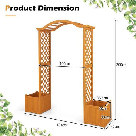 Rustic Decorative Arbor with Wooden Frame and Planter