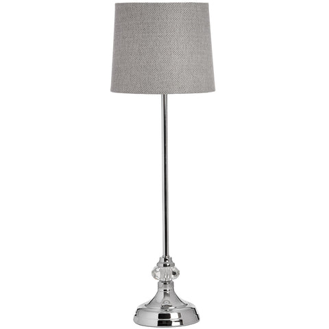 Striking and Elegant Grey Lamp with Luxurious Cut Glass and Silver Base