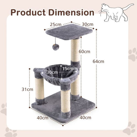 Cat Tree Tower with Multi-Level, Top Perch, and Scratching Posts
