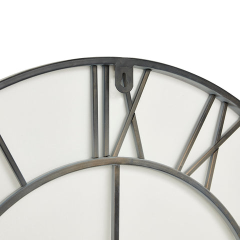 Contemporary Wall Clock with Elegant Roman Numerals and Skeleton Frame in Grey