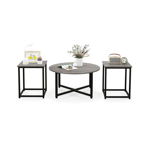 Versatile and Modern 3 Piece Coffee Table with Metal Frame