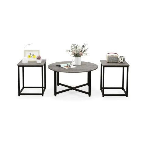 Versatile and Modern 3 Piece Coffee Table with Metal Frame