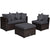 Garden Wicker Conversation Furniture Set with soft cushions and pillow in White
