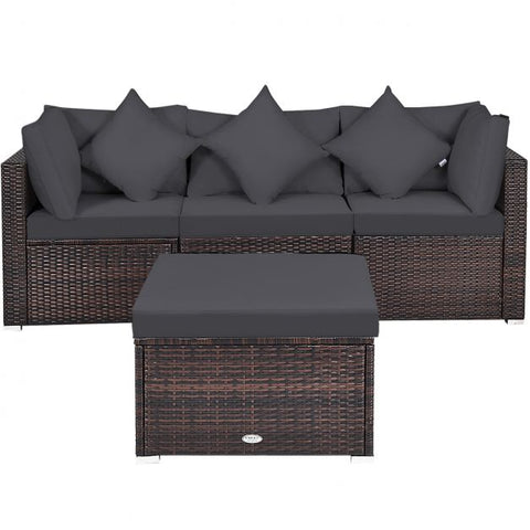 Garden Wicker Conversation Furniture Set with soft cushions and pillow in White