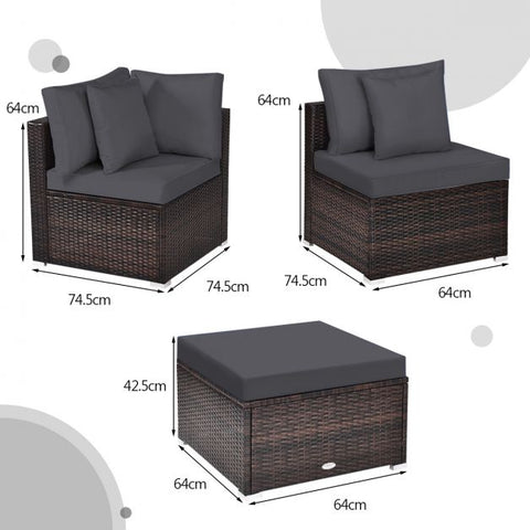 Garden Wicker Conversation Furniture Set with soft cushions and pillow in White
