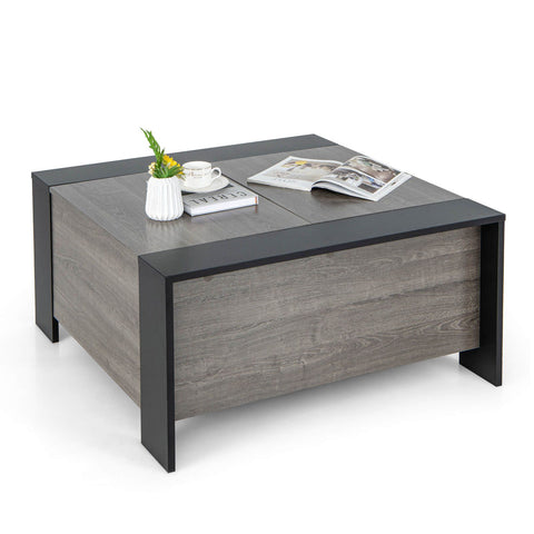 Practical and Stylish Sliding Coffee Table with Square Design and Hidden Storage