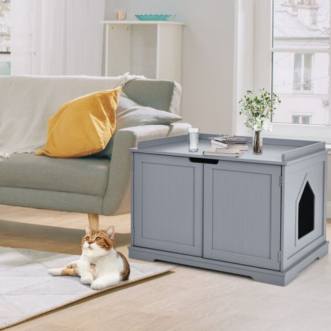 Spacious Cat Litter Box Double Doors and Removable Divider for Convenience