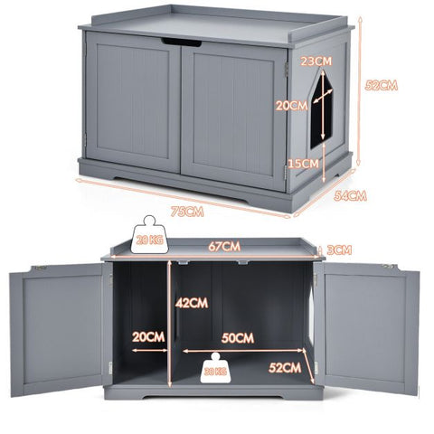 Spacious Cat Litter Box Double Doors and Removable Divider for Convenience