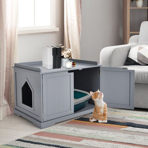 Spacious Cat Litter Box Double Doors and Removable Divider for Convenience