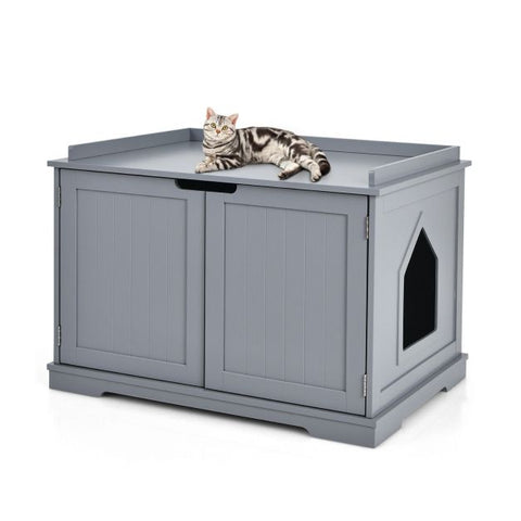 Spacious Cat Litter Box Double Doors and Removable Divider for Convenience