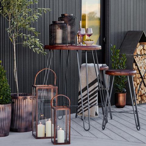 Tall Outdoor Lantern with square Metal Frame