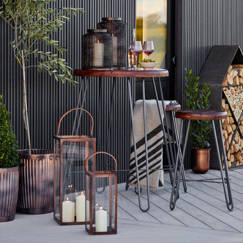 Tall Outdoor Lantern with square Metal Frame