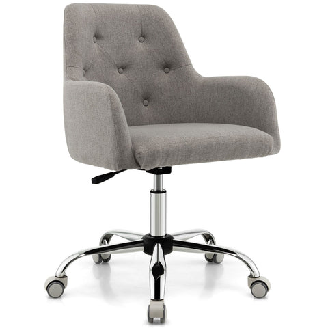 Tufted Height-Adjustable Multi-Function Chair with Ergonomic Backrest and Swivel in Grey