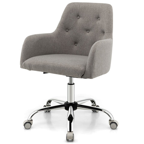 Tufted Height-Adjustable Multi-Function Chair with Ergonomic Backrest and Swivel in Grey