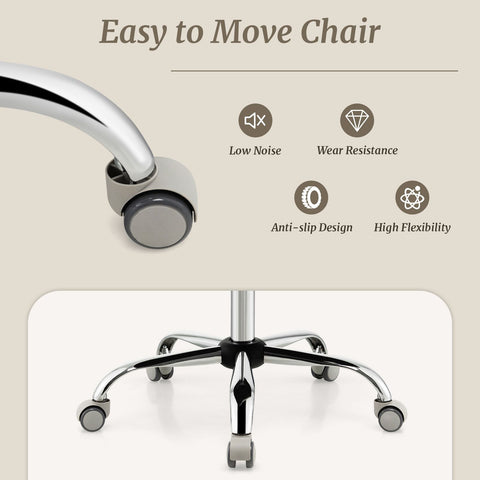Tufted Height-Adjustable Multi-Function Chair with Ergonomic Backrest and Swivel in Grey