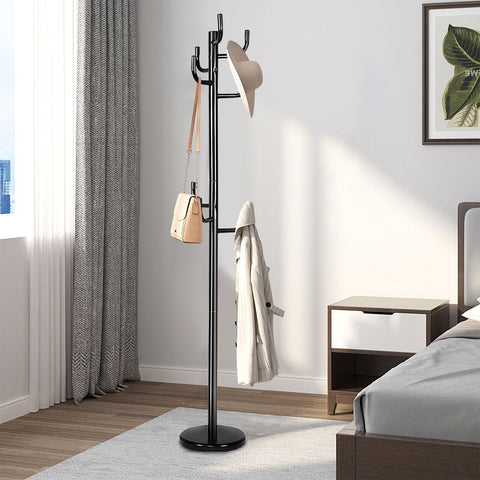 Multifunction Space-saving Coat Rack with Sturdy Design and 8 Hooks