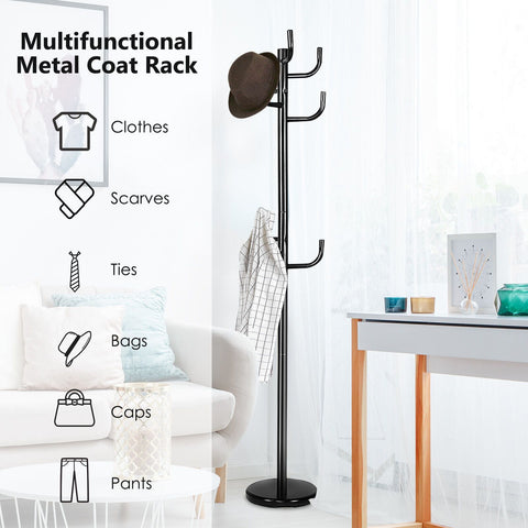 Multifunction Space-saving Coat Rack with Sturdy Design and 8 Hooks