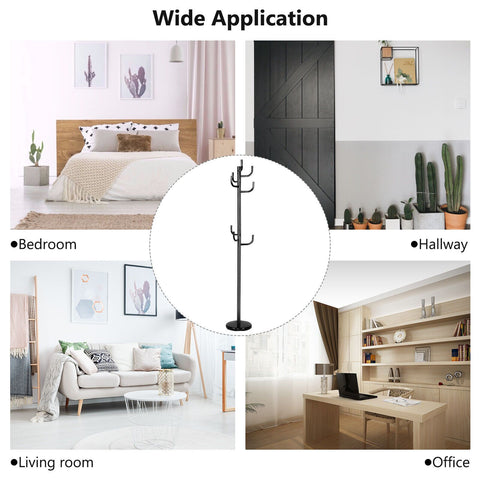 Multifunction Space-saving Coat Rack with Sturdy Design and 8 Hooks