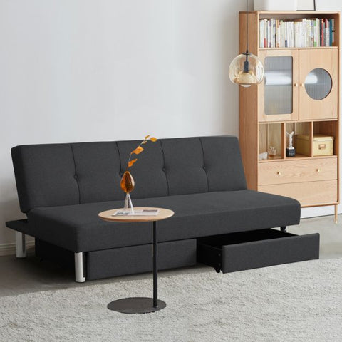 Classic Sofa Bed with Adjustable Backrest and Drawers