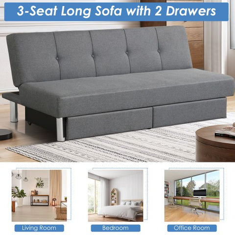 Classic Sofa Bed with Adjustable Backrest and Drawers