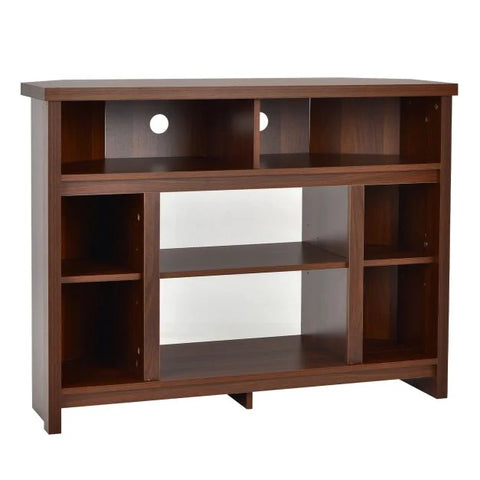 Rustic and Elegant Corner Multi-Purpose TV Stand with Adjustable Shelves