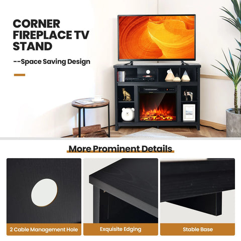 Rustic and Elegant Corner Multi-Purpose TV Stand with Adjustable Shelves