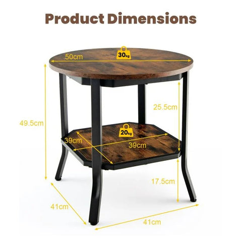 Stylish Round Side Table with Sturdy Metal Frame and Industrial Design