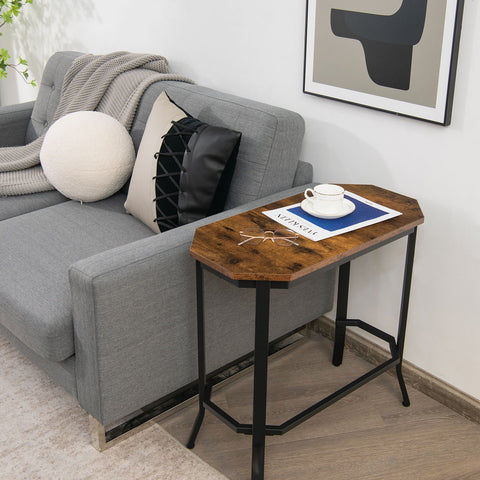 Compact and Spacious Side Table with Industrial Design and Steel Frame