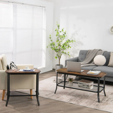 Compact and Spacious Side Table with Industrial Design and Steel Frame