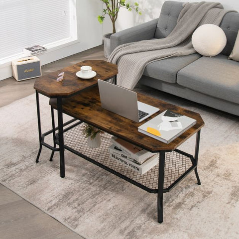Rustic and Compact Console Table with Storage Shelf and Industrial style