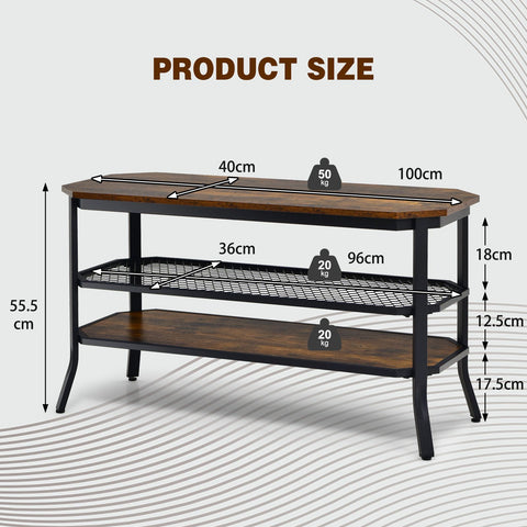Minimalistic Industrial Style TV Stand with 2 Cabinet Doors and Adjustable Shelf