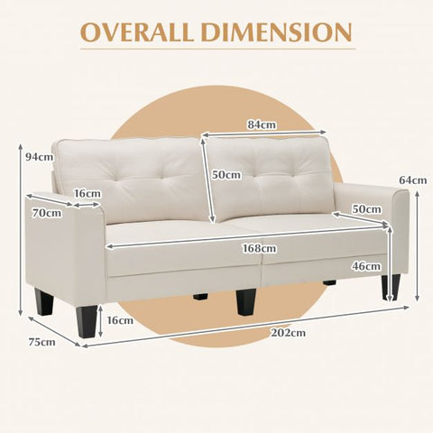 Victoria 3 Seater Sofa with 202cm Length in Creamy Beige