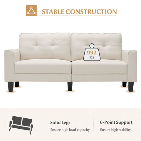 Victoria 3 Seater Sofa with 202cm Length in Creamy Beige