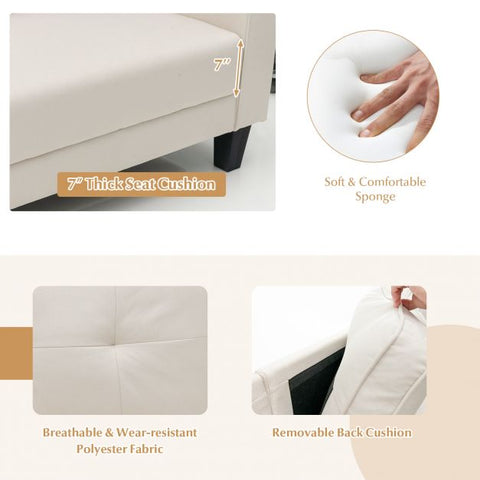 Victoria 3 Seater Sofa with 202cm Length in Creamy Beige