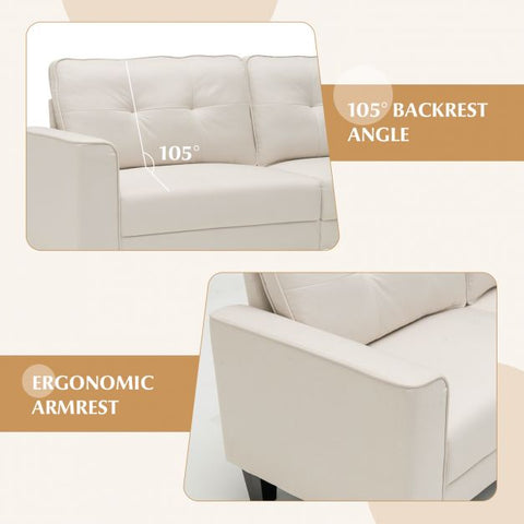 Victoria 3 Seater Sofa with 202cm Length in Creamy Beige