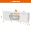 Exquisite and Modern TV Stand with Rattan Finish and Adjustable Shelf in White
