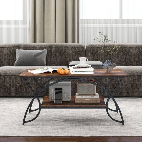 Stylish and Modern Faux Marble Coffee Table with Golden Frame and Ample Storage