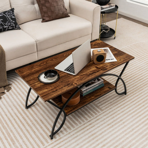 Stylish and Modern Faux Marble Coffee Table with Golden Frame and Ample Storage